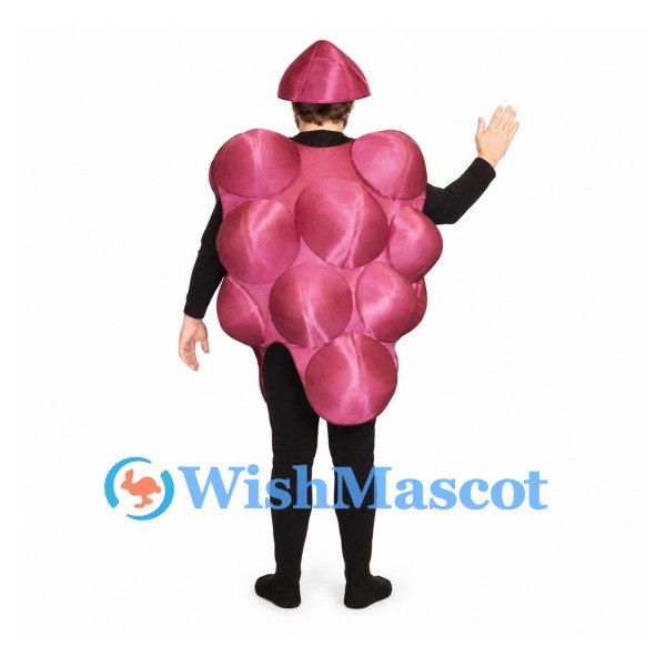 Grape Mascot Costume with Purple Cluster Body and Matching Hat