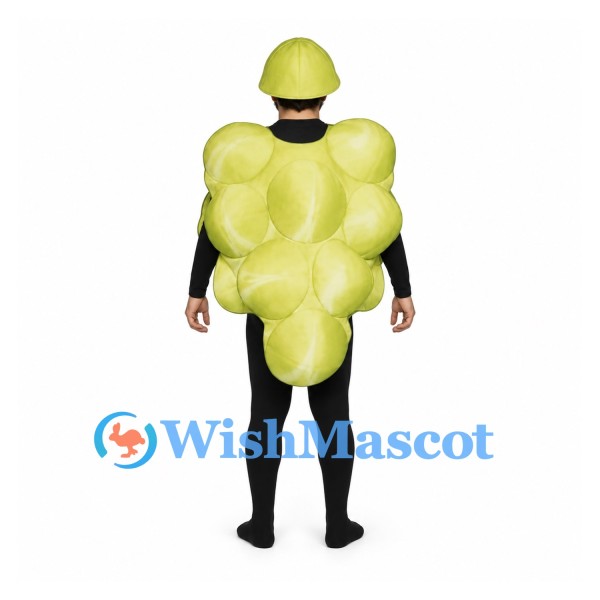 Grape Mascot Costume with Green Cluster Body and Matching Hat