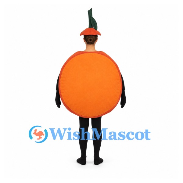 Orange Slice Mascot Costume with Leaf Hat and Open Face