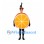 Orange Slice Mascot Costume with Leaf Hat and Open Face