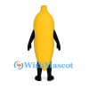 Banana Mascot Costume in Yellow with Smiling Face