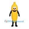 Banana Mascot Costume in Yellow with Smiling Face