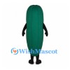 Cucumber Mascot Costume in Green with Large Eyes and Smile