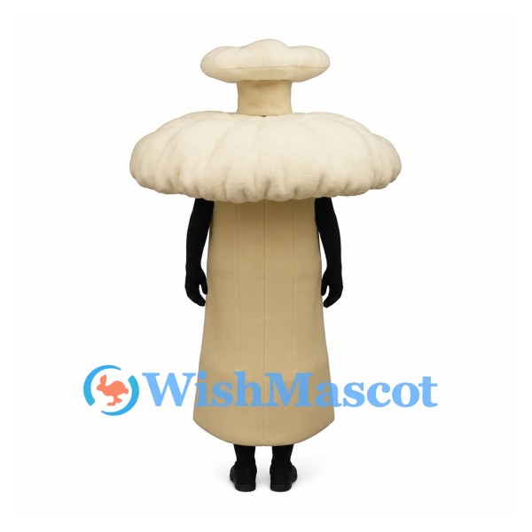 Mushroom Mascot Costume in Cream with Wide Cap and Open Face