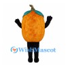 Pumpkin Mascot Costume in Orange with Leaf Top and Large Smile