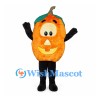Pumpkin Mascot Costume in Orange with Leaf Top and Large Smile