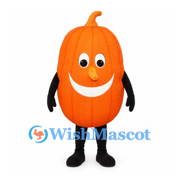 Pumpkin Mascot Costume in Bright Orange with Large White Smile