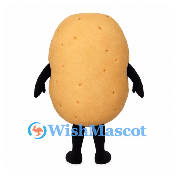 Potato Mascot Costume in Tan with Smiling Face and Speckles