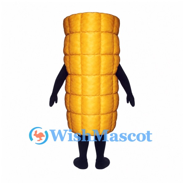 Corn Mascot Costume in Gold with Smiling Segmented Body