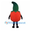 Tomato Mascot Costume in Red with Tall Green Leaf Hood