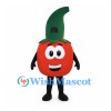 Tomato Mascot Costume in Red with Tall Green Leaf Hood