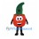 Tomato Mascot Costume in Red with Tall Green Leaf Hood