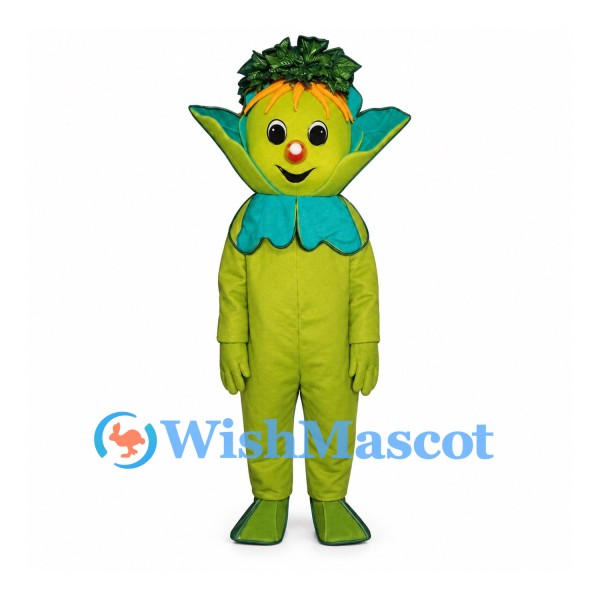Vegetable Character Mascot Costume in Green with Leaf Collar