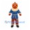 Pumpkin Mascot Costume with Blue Scarecrow Tunic and Orange Pants