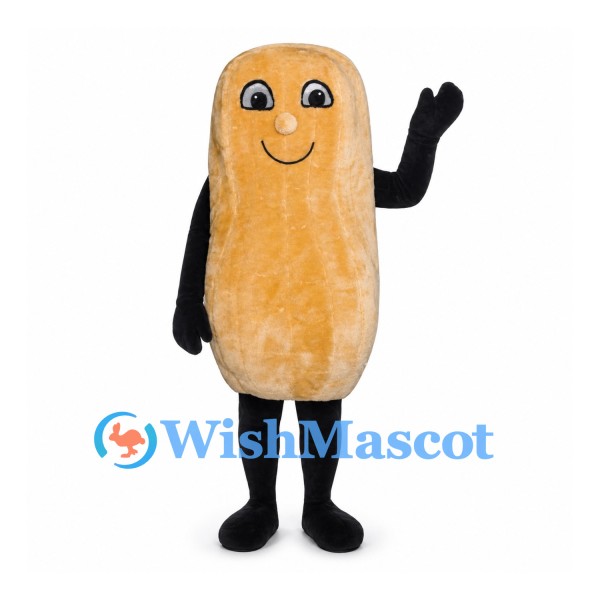 Baguette Mascot Costume in Tan with Smiling Face