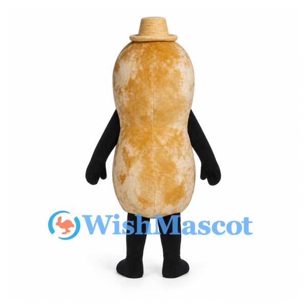 Peanut Mascot Costume with Tan Top Hat and Smiling Face