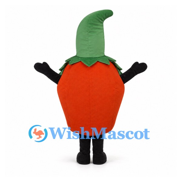 Apple Mascot Costume in Red with Tall Green Leaf Hood
