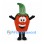 Apple Mascot Costume in Red with Tall Green Leaf Hood