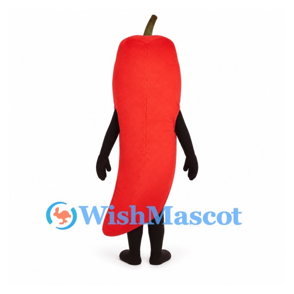 Chili Pepper Mascot Costume in Red with Curved Body