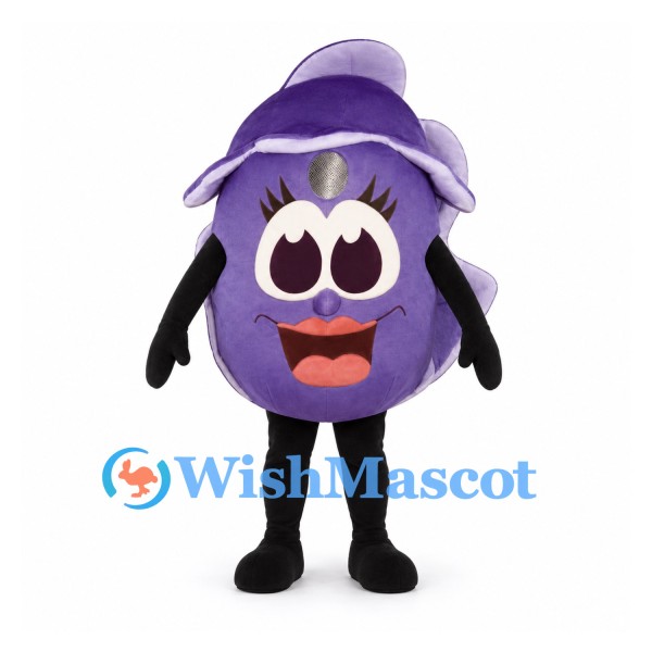 Cabbage Mascot Costume in Purple with Layered Leaves and Smiling Face