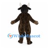 Bull Mascot Costume in Brown with White Horns and Cartoon Face