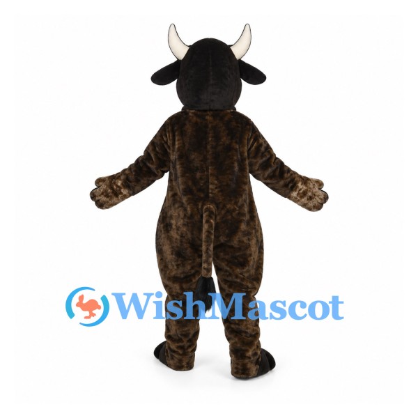 Bull Mascot Costume in Brown with White Horns and Cartoon Face
