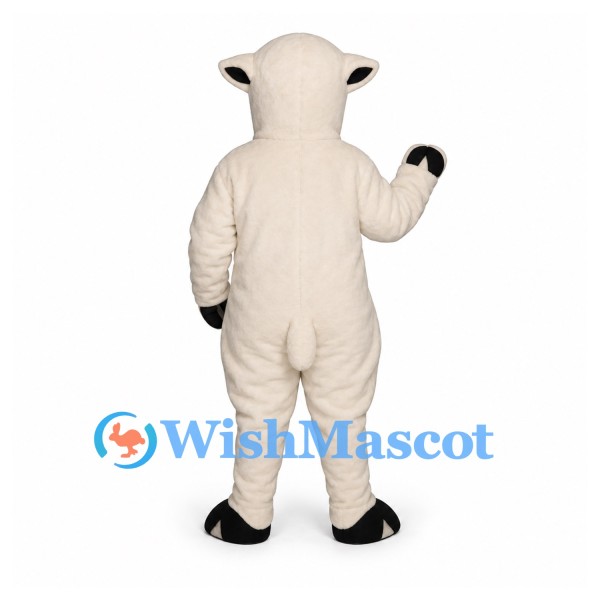 Sheep Mascot Costume in Cream with Black Hooves