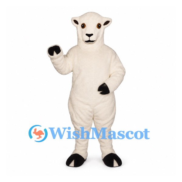 Sheep Mascot Costume in Cream with Black Hooves