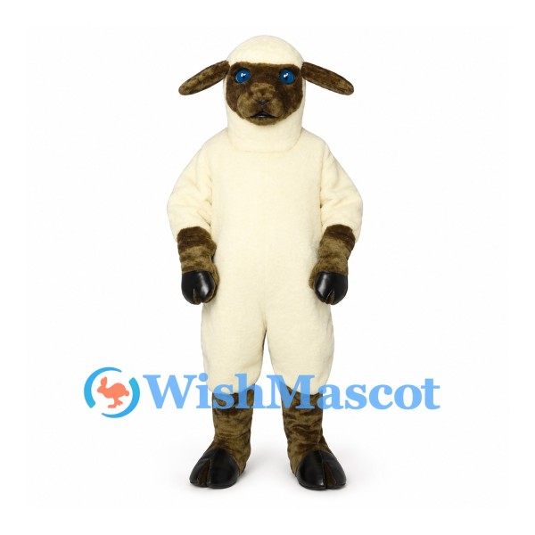 Sheep Mascot Costume in Cream with Brown Face and Legs