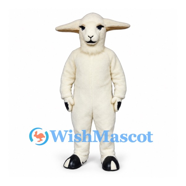 Sheep Mascot Costume in White with Sideways Ears