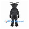 Goat Mascot Costume in Dark Gray with Long Curved Horns