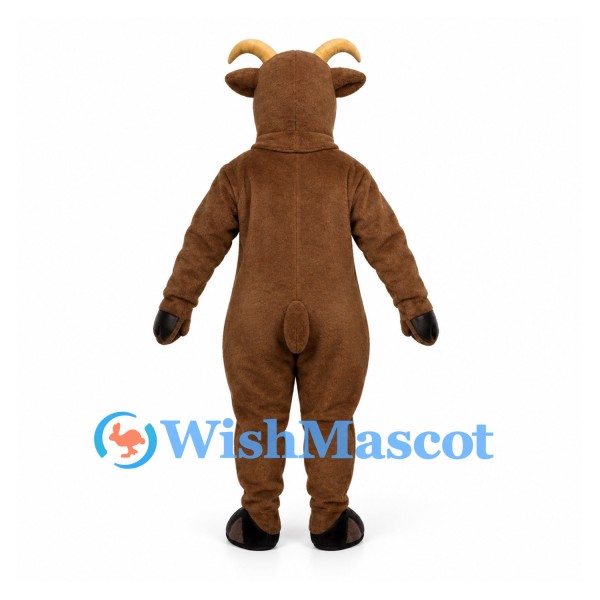 Goat Mascot Costume in Brown with Cream Belly and Short Horns