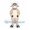 Cow Mascot Costume in Tan with Cream Belly and White Horns