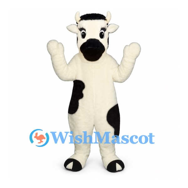 Cow Mascot Costume in Cream with Black Patches and Muzzle
