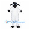 Sheep Mascot Costume in White with Black Face and Hooves