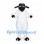 Sheep Mascot Costume in White with Black Face and Hooves