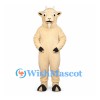 Goat Mascot Costume in Cream with Small Horns and Beard