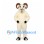 Ram Mascot Costume in White with Large Brown Spiral Horns