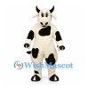 Cow Mascot Costume in White with Black Patches and Horns