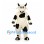 Cow Mascot Costume in White with Black Patches and Horns