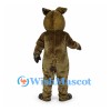 Wild Boar Mascot Costume in Brown with Pink Snout and White Tusks