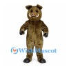 Wild Boar Mascot Costume in Brown with Pink Snout and White Tusks