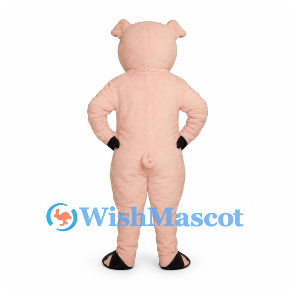 Pig Mascot Costume in Pale Pink with Black Hooves