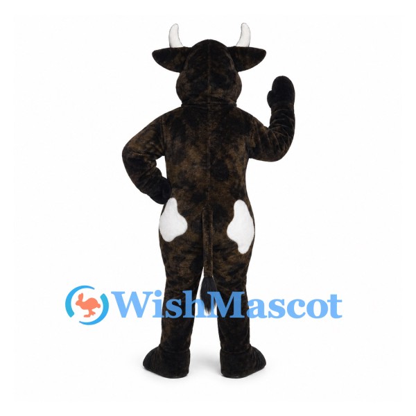 Cow Mascot Costume in Black with White Patches and Blue Eyes