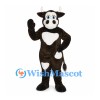 Cow Mascot Costume in Black with White Patches and Blue Eyes
