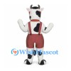 Cow Mascot Costume with Red Sunglasses and Suspender Shorts