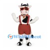 Cow Mascot Costume with Red Sunglasses and Suspender Shorts