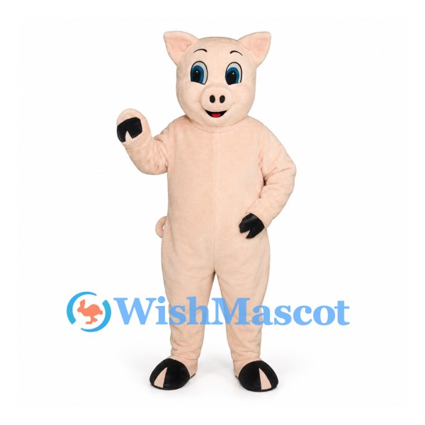 Pig Mascot Costume in Pale Pink with Blue Eyes