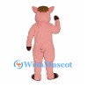 Pig Mascot Costume in Pink with Curly Brown Hair
