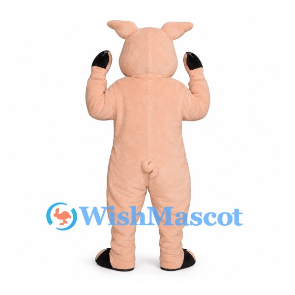 Pig Mascot Costume in Peach with Raised Hoof Hands